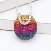 JANICE RAINBOW SAPPHIRE & DIAMOND PENDANT IN 18K GOLD
