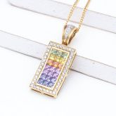ELENA RAINBOW SAPPHIRE & DIAMOND PENDANT IN 18K GOLD