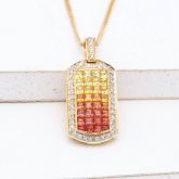 MAKAYLA SUNSET SAPPHIRE & DIAMOND PENDANT IN 18K GOLD