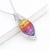 GLORIA RAINBOW SAPPHIRE & DIAMOND PENDANT IN 18K GOLD