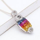 CHERYL RAINBOW SAPPHIRE & DIAMOND PENDANT IN 18K GOLD