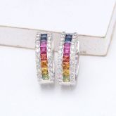 CHLOE RAINBOW SAPPHIRE & DIAMOND EARRINGS IN 18K GOLD
