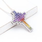 SOPHIE RAINBOW SAPPHIRE & DIAMOND PENDANT IN 18K GOLD
