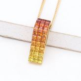 Sunset Sapphire Curved Rectangle Pendant 18K Gold (2.51ct tw) by Rainbowsapphirejewelers.com