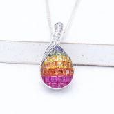 MARIA RAINBOW SAPPHIRE & DIAMOND PENDANT IN 14K OR 18K GOLD