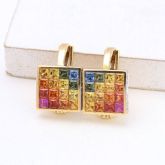 ANGELA RAINBOW SAPPHIRE & DIAMOND EARRINGS IN 18K GOLD