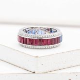 RUBY, SAPPHIRE AND & DIAMOND DAY & NIGHT RING IN 18K WHITE GOLD - RING SIZE 8 by EQUALLI.COM