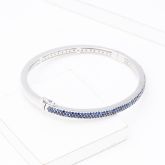 MAINE BLUE SAPPHIRE BANGLE IN STERLING SILVER