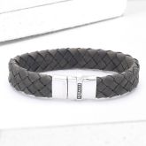 VICTOR LEATHER BRACELET IN GREY by EQUALLI.COM