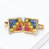 ARIA RAINBOW SAPPHIRE & DIAMOND EARRINGS IN 18K GOLD