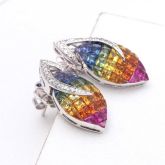 MAYA RAINBOW SAPPHIRE & DIAMOND EARRINGS IN 18K GOLD