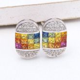 AALIYAH RAINBOW SAPPHIRE & DIAMOND EARRINGS IN 18K GOLD