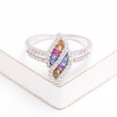 CAROL RAINBOW SAPPHIRE & DIAMOND RING IN 18K GOLD