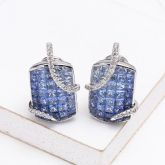 AUBREY BLUE SAPPHIRE & DIAMOND EARRINGS IN 18K GOLD