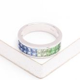 HARPER BLUE SAPPHIRE & TSAVORITE GARNET RING IN 18K GOLD