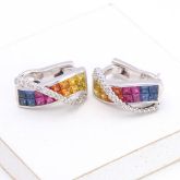 KAYLEE RAINBOW SAPPHIRE & DIAMOND EARRINGS IN 14K GOLD