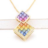 LAYLA RAINBOW SAPPHIRE & DIAMOND PENDANT IN 18K GOLD
