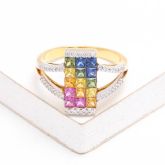 OLIVIA RAINBOW SAPPHIRE & DIAMOND RING IN 18K GOLD