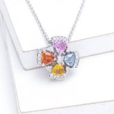 LILY RAINBOW SAPPHIRE & DIAMOND PENDANT IN 18K GOLD
