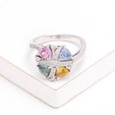 LILY RAINBOW SAPPHIRE & DIAMOND RING IN 18K GOLD