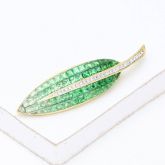 FERN TSAVORITE GREEN GARNET INVISIBLE SET BROOCH (3.1CT TW) IN 14K GOLD by EQUALLI.COM