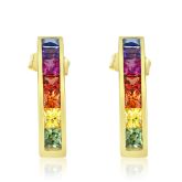 JERSEY PRIDE STUD EARRINGS, GOLD RAINBOW EARRINGS, NON-BINARY EAR STUDS