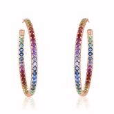 KANSAS CITY GAY PRIDE LARGE RAINBOW HOOP EARRINGS 45MM 7 CARAT IN GOLD