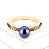 LAS VEGAS RING IN 14K GOLD  W / BLACK PEARL by EQUALLI.COM