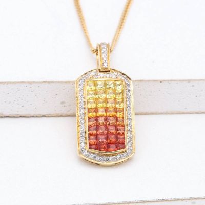 MAKAYLA SUNSET SAPPHIRE & DIAMOND PENDANT IN 18K GOLD