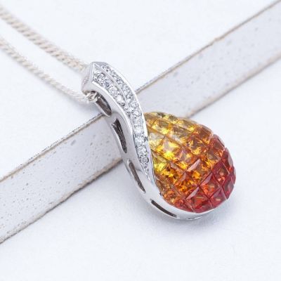 JOAN SUNSET SAPPHIRE & DIAMOND PENDANT IN 18K GOLD