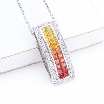 LAUREN SUNSET SAPPHIRE & DIAMOND PENDANT IN 18K GOLD