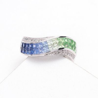 ASHLEY BLUE SAPPHIRE & DIAMOND RING IN 18K GOLD