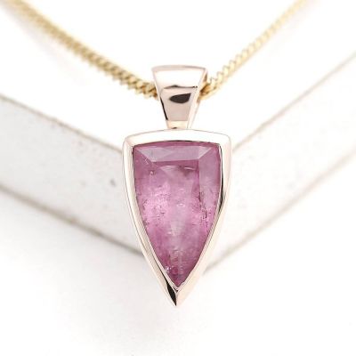 PINK TOURMALINE 1.71 CARAT 10K PINK GOLD PENDANT by EQUALLI.COM