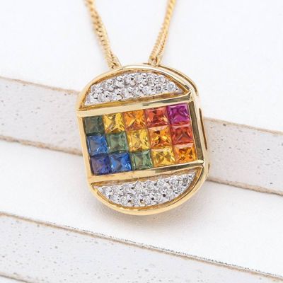 LILIANA RAINBOW SAPPHIRE & DIAMOND PENDANT IN 18K GOLD