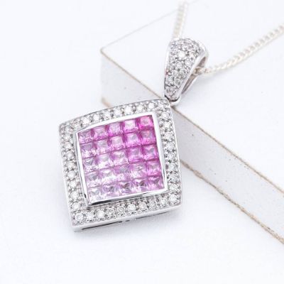 ADELINE PINK SAPPHIRE & DIAMOND PENDANT IN 18K GOLD