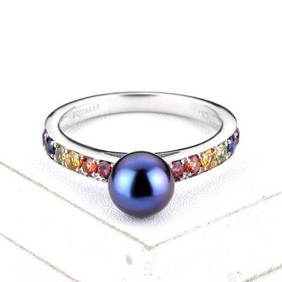LAS VEGAS RING IN STERLING SILVER W / BLACK PEARL by EQUALLI.COM