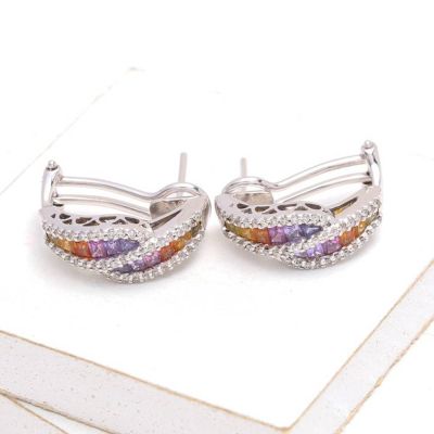SOPHIA RAINBOW SAPPHIRE & DIAMOND EARRINGS IN 18K GOLD