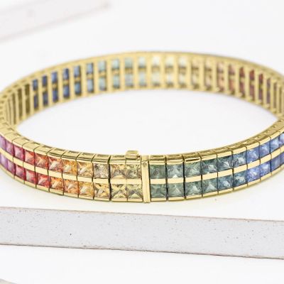 20 CARAT CHELSEA PRINCESS CUT BRACELET IN 18K GOLD by EQUALLI.COM