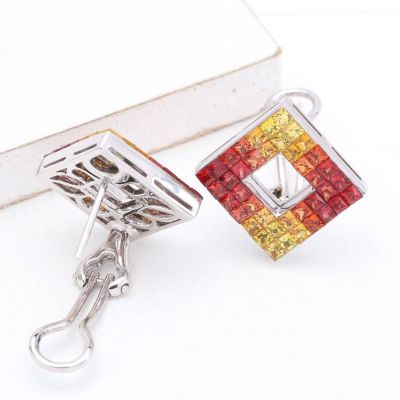 Sunset Sapphire Diamond Orientation 14K Gold Earrings (6.87ct tw)