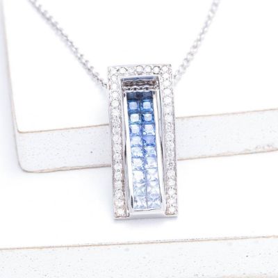 AUBREY BLUE SAPPHIRE & DIAMOND PENDANT IN 18K GOLD