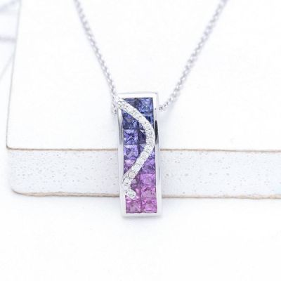 KEIRA PURPLE SAPPHIRE & DIAMOND PENDANT IN 18K GOLD