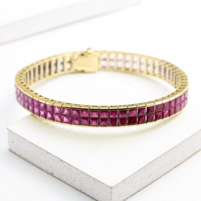 NEW YORK 25 CARAT DOUBLE ROW INVISIBLE RUBY BRACELET IN 18K GOLD by EQUALLI.COM