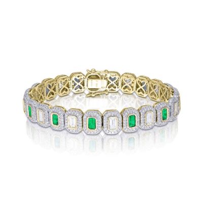 CLEOPATRA EMERALD AND DIAMOND BRACELET IN 18K GOLD
