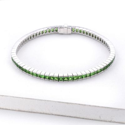 NEW YORK TSAVORITE GREEN GARNET BRACELET IN 14K GOLD by EQUALLI.COM