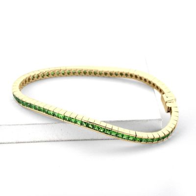 NEW YORK TSAVORITE GREEN GARNET BRACELET IN 14K GOLD by EQUALLI.COM