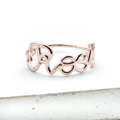YOUR PERSONALISED BRIGHTON RING W/ DIAMOND OR SAPPHIRE - SPECIAL FONT BY EQUALLI.COM