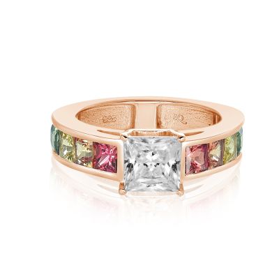 LAS VEGAS LARGE PRINCESS CUT RING IN GOLD