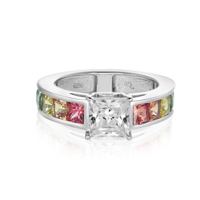 LAS VEGAS LARGE PRINCESS CUT RING IN SILVER