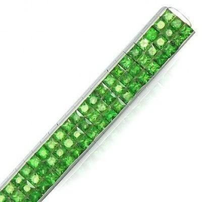 30 CARAT DESIGNER TSAVORITE TENNIS BRACELET IN18K WHITE GOLD - 7 INCHES BY EQUALLI.COM