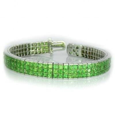 30 CARAT DESIGNER TSAVORITE TENNIS BRACELET IN18K WHITE GOLD - 7 INCHES BY EQUALLI.COM